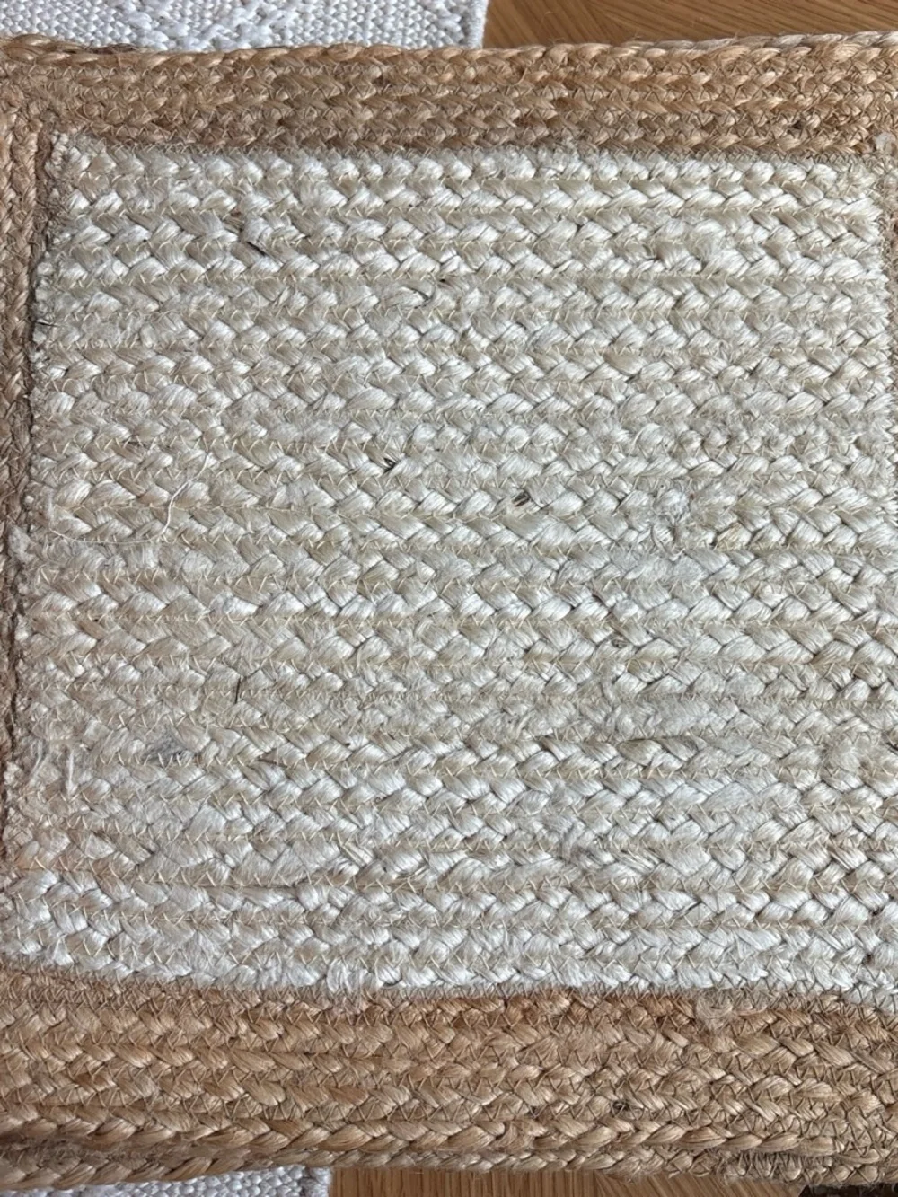 Set of 5 - Woven Natural Fiber Rug Mat in Cream and Tan - coastal - 15.5 inches
